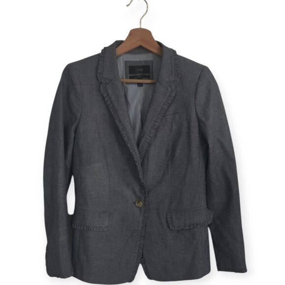 NWOT J. Crew Regent Chambray Blazer with Single Button - Picture 7 of 10